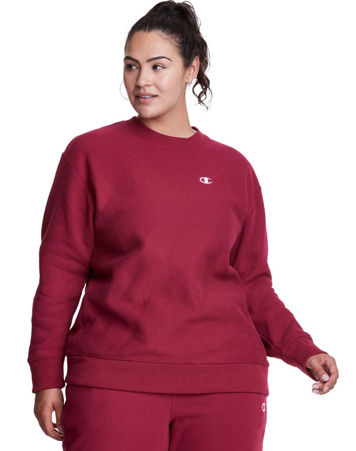 Champion Plus Reverse Weave Crew Kadın Sweatshirt Koyu Kırmızı ( RBFLMH297 )